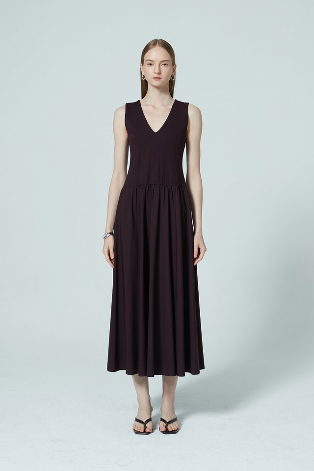 V-NECK MAXI DRESS