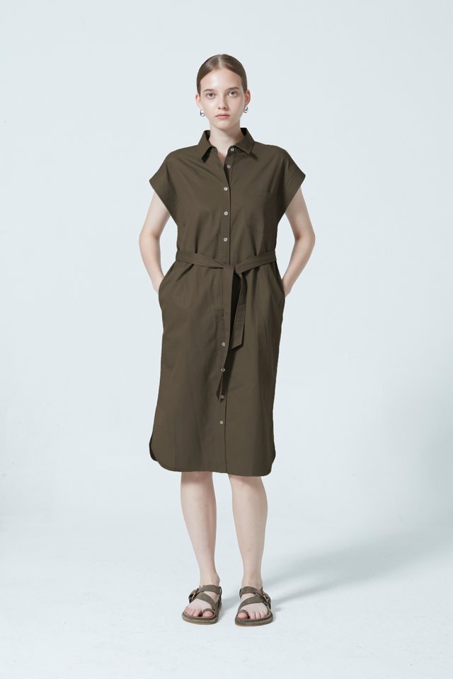 UTILITY SHIRT DRESS WITH BELT