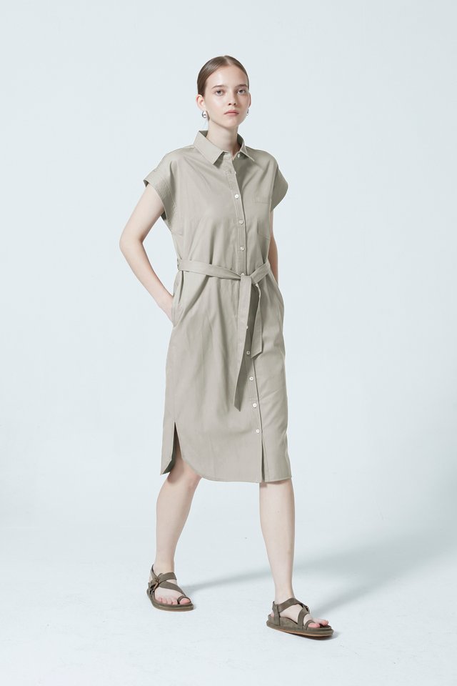UTILITY SHIRT DRESS WITH BELT