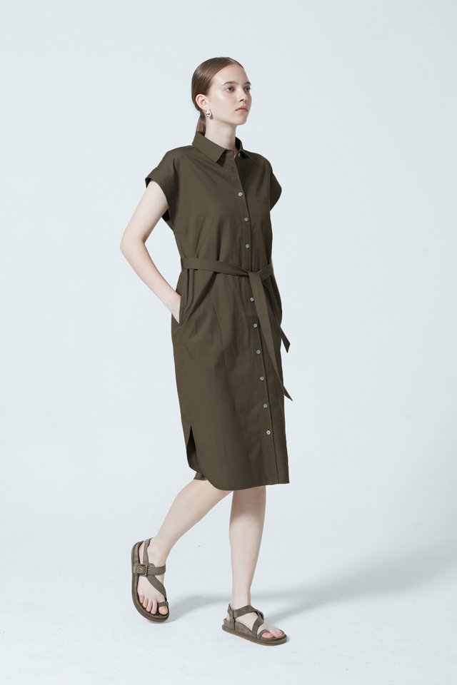 UTILITY SHIRT DRESS WITH BELT
