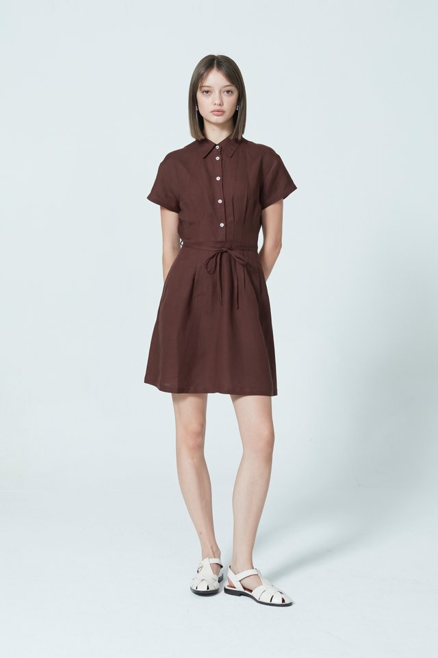 PLEATED MINI DRESS WITH BELT