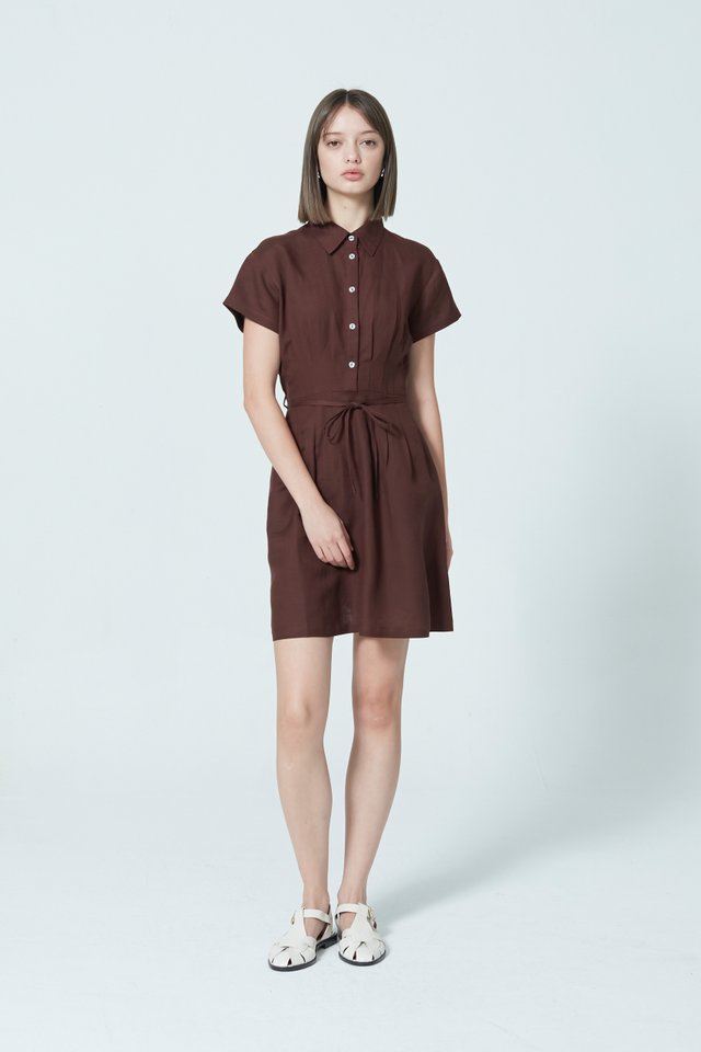 PLEATED MINI DRESS WITH BELT