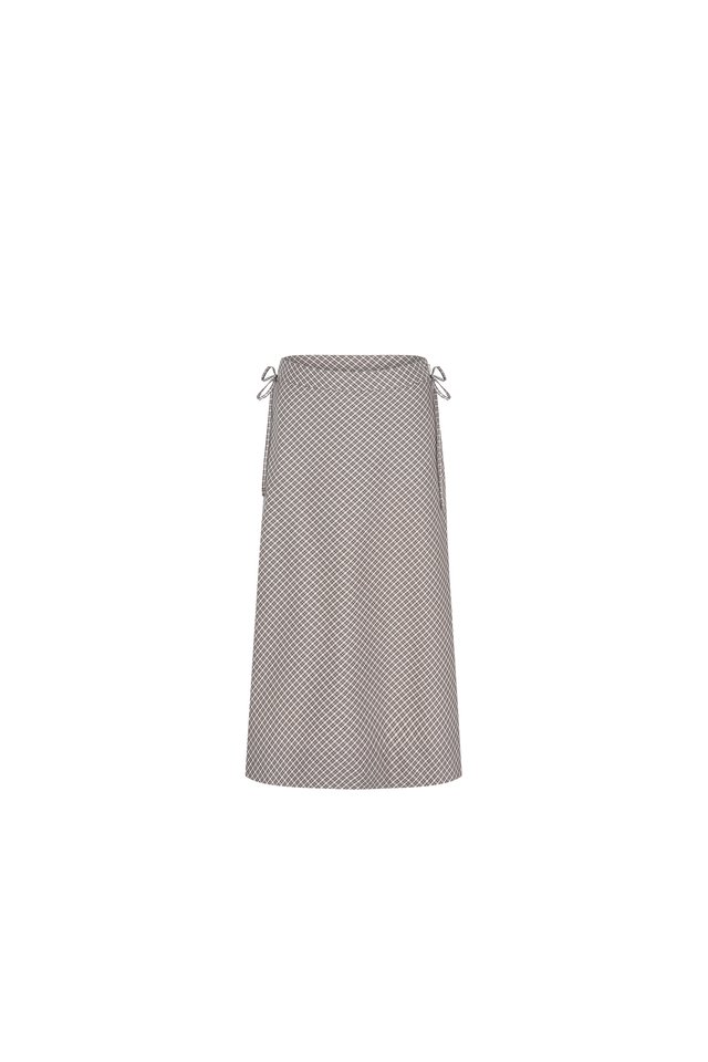 CHECKED MIDI BIAS SKIRT