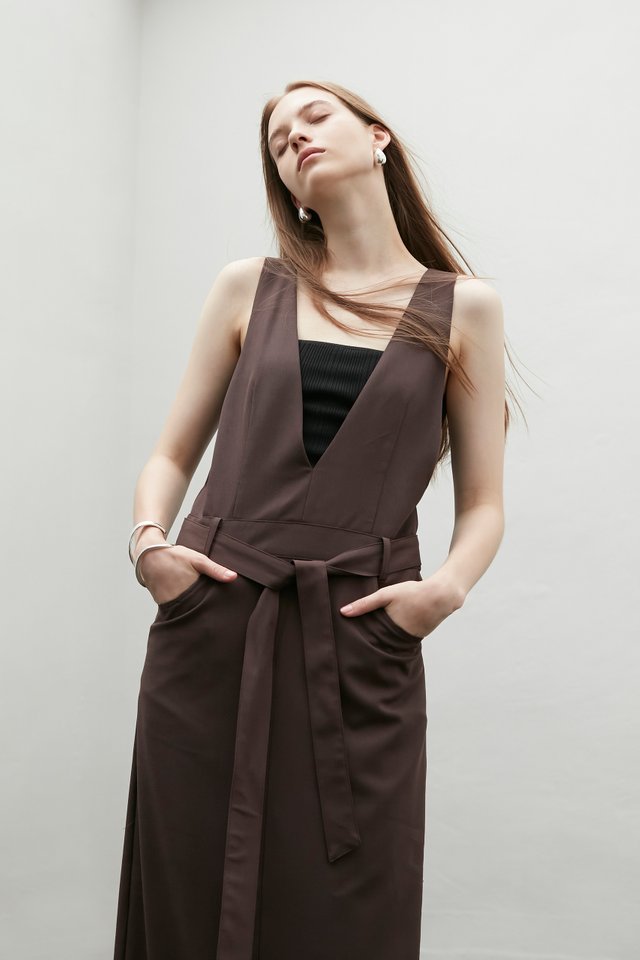 BELTED MIDI DRESS WITH INNER TOP