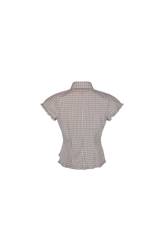 CHECKED CAP SLEEVE SHIRT