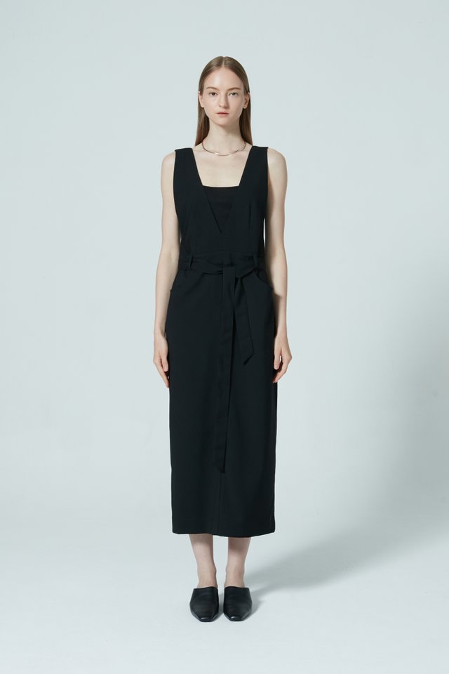 BELTED MIDI DRESS WITH INNER TOP