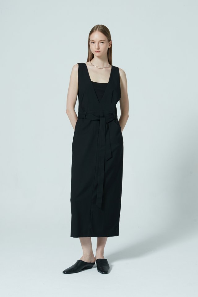 BELTED MIDI DRESS WITH INNER TOP