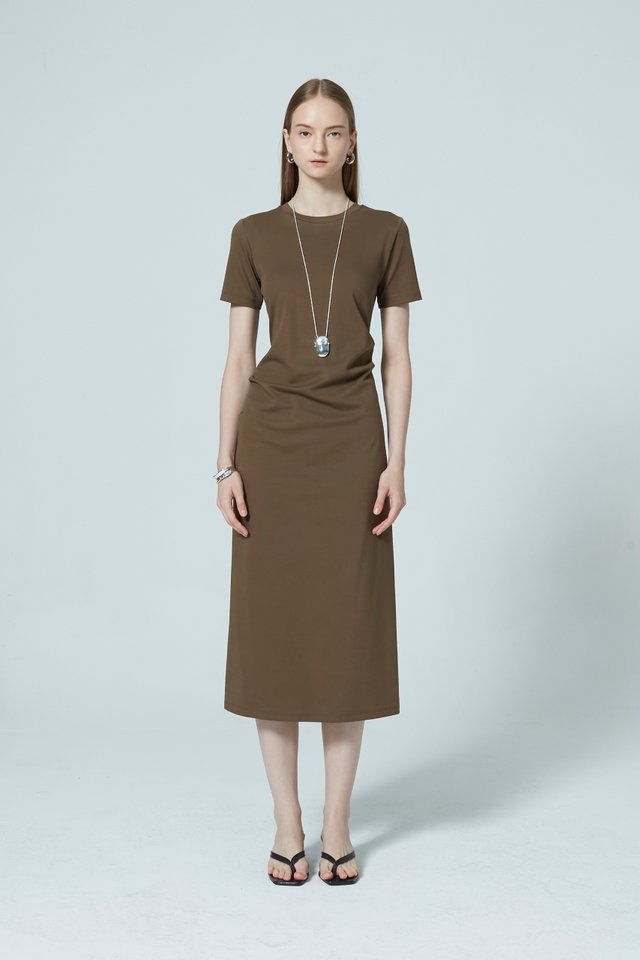 PLEATED DETAIL T-SHIRT DRESS