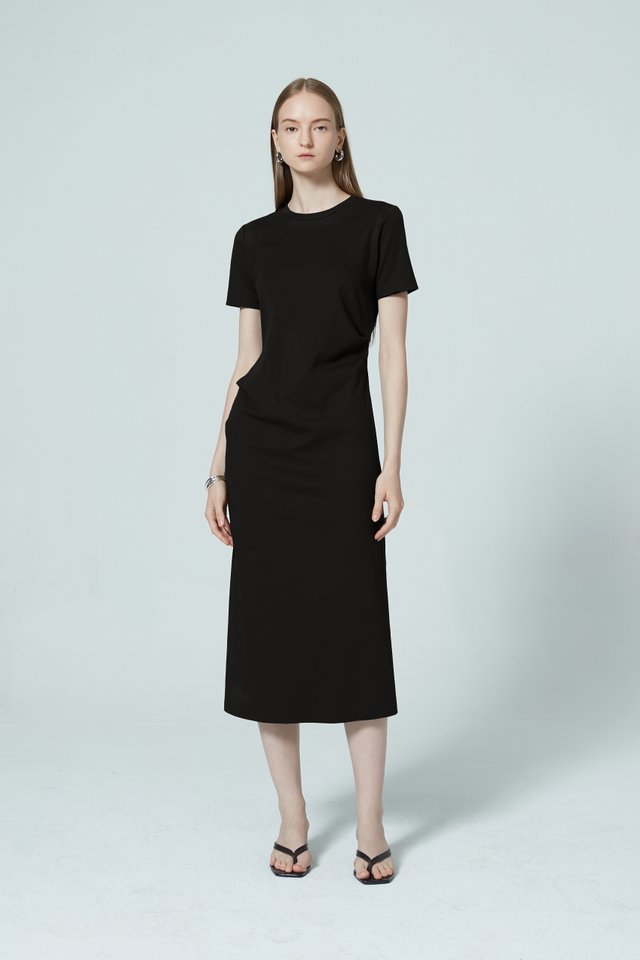 PLEATED DETAIL T-SHIRT DRESS