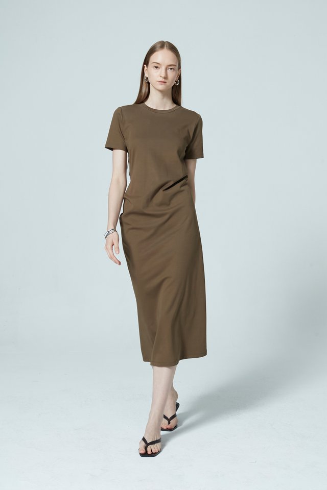 PLEATED DETAIL T-SHIRT DRESS