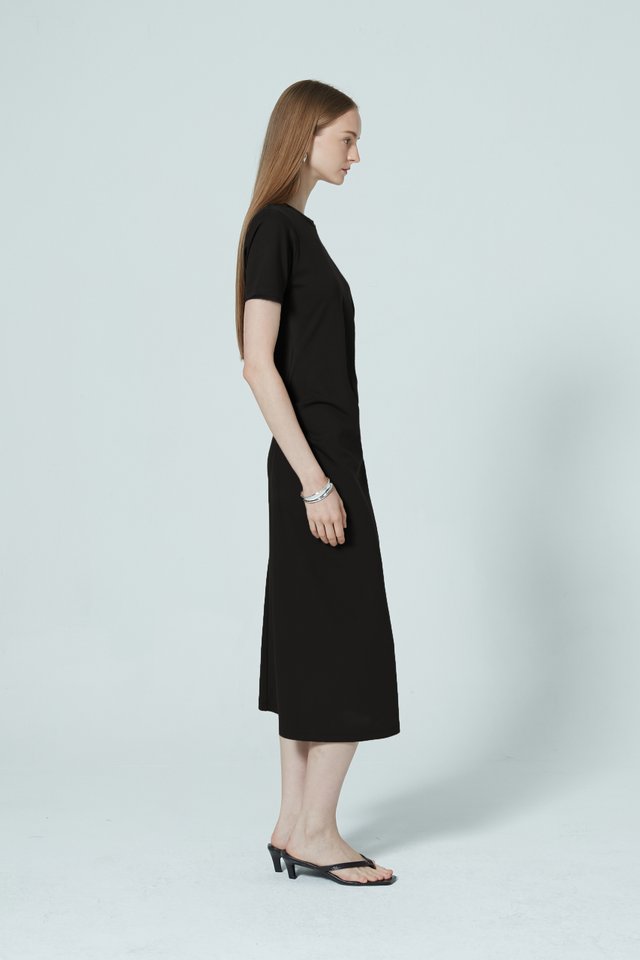 PLEATED DETAIL T-SHIRT DRESS