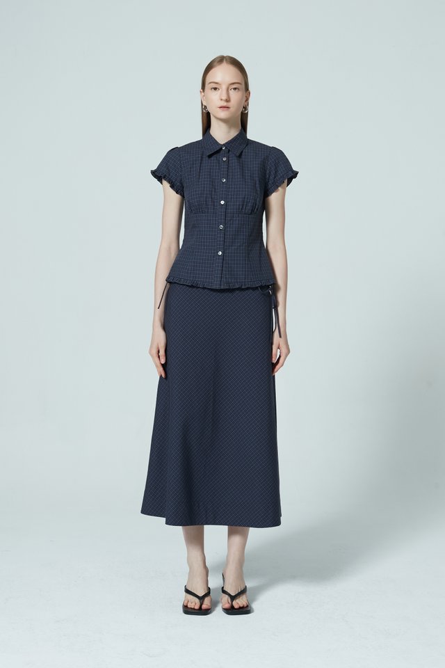 CHECKED MIDI BIAS SKIRT