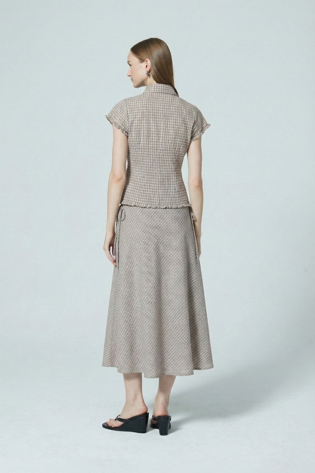 CHECKED CAP SLEEVE SHIRT