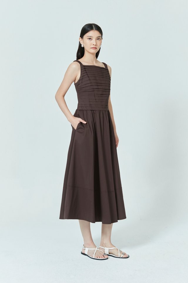 PLEATED MIDI DRESS