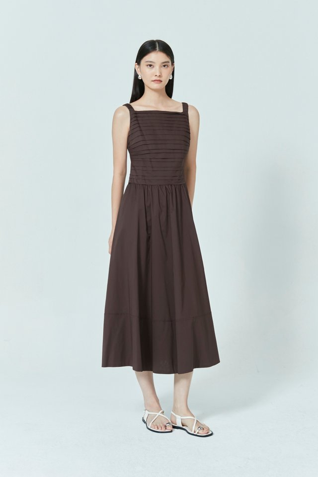 PLEATED MIDI DRESS