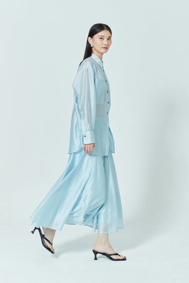 SHEER PANEL FLARE SKIRT