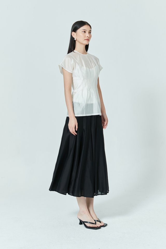 SHEER PANEL FLARE SKIRT