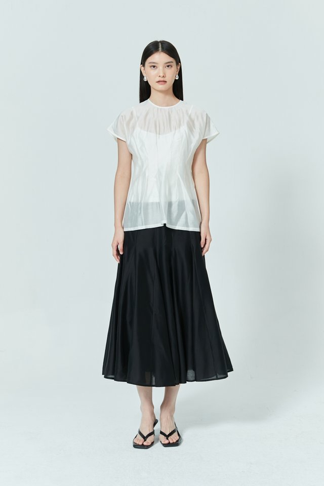 SHEER PANEL FLARE SKIRT