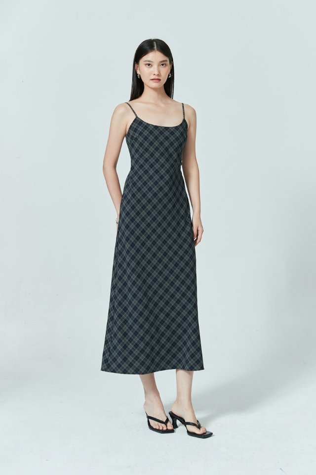 PLAID BIAS SLIP DRESS