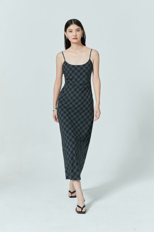 PLAID BIAS SLIP DRESS