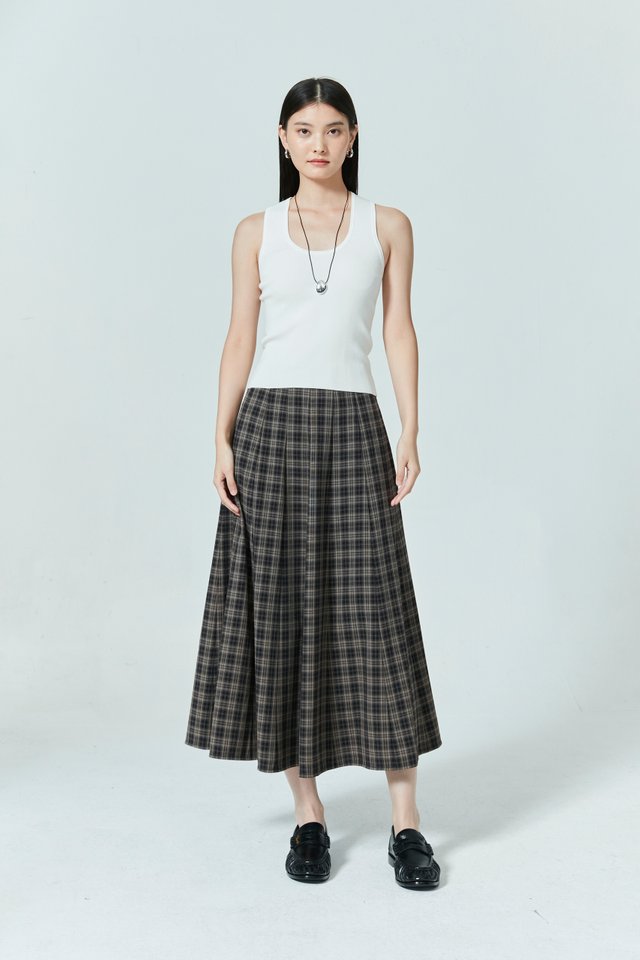 PLAID FLARE SKIRT