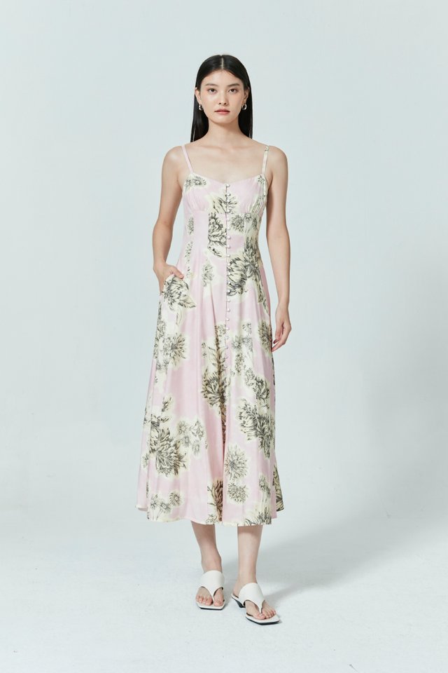 FLORAL BUTTON FRONT DRESS