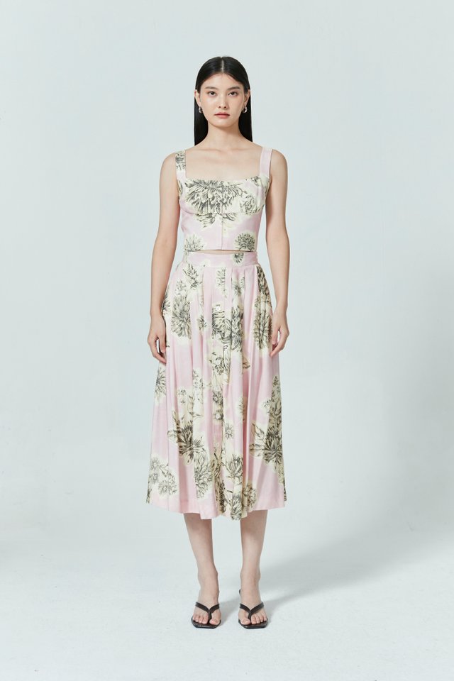 FLORAL PLEATED SKIRT