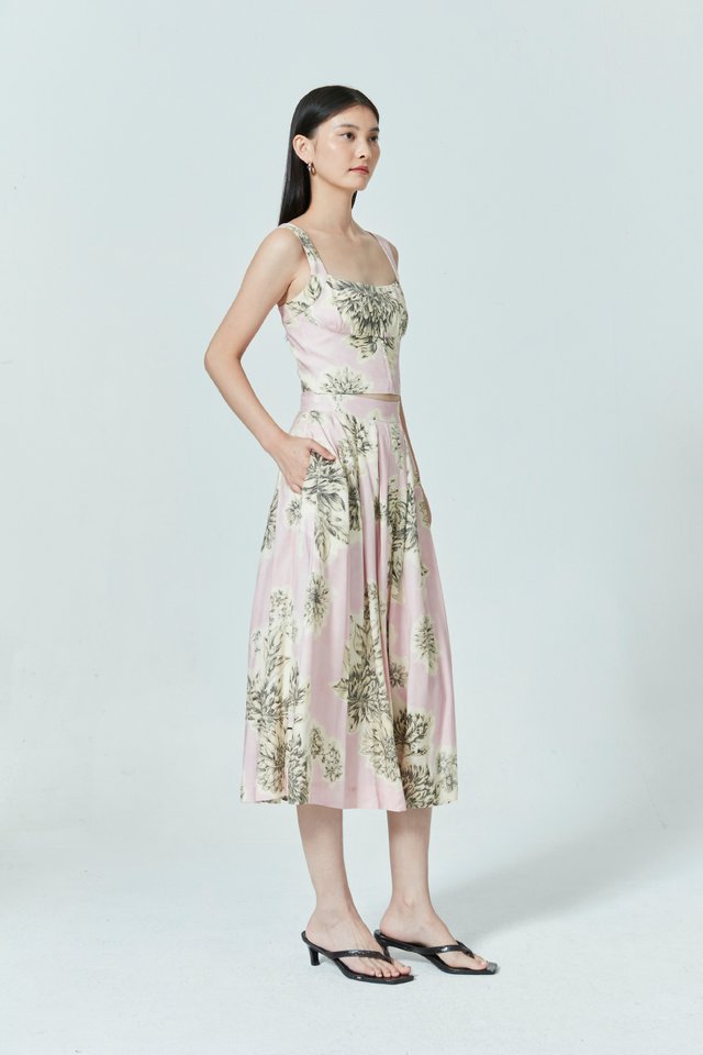 FLORAL PLEATED SKIRT