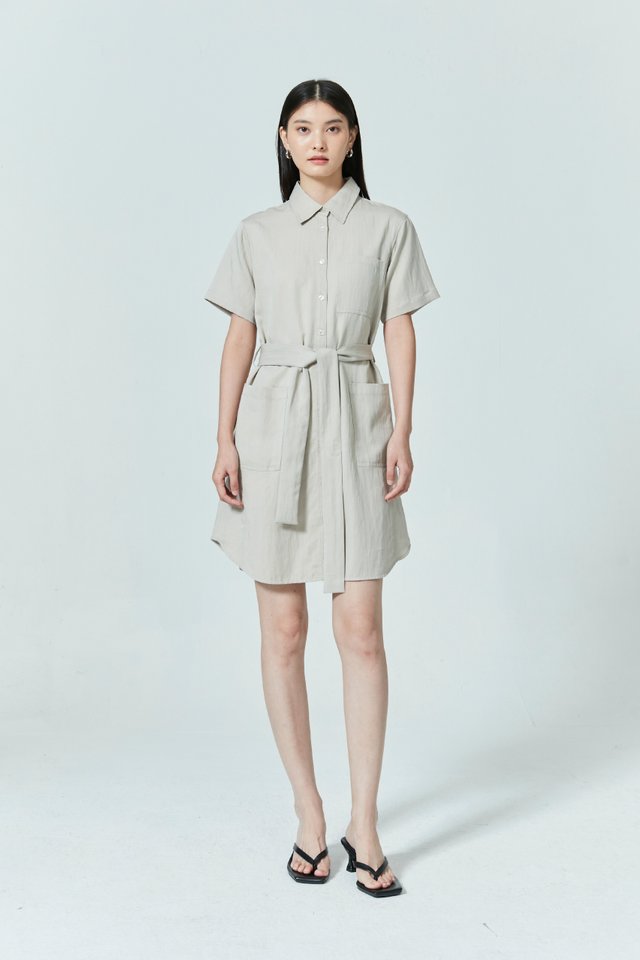 A-LINE SHIRT DRESS WITH BELT
