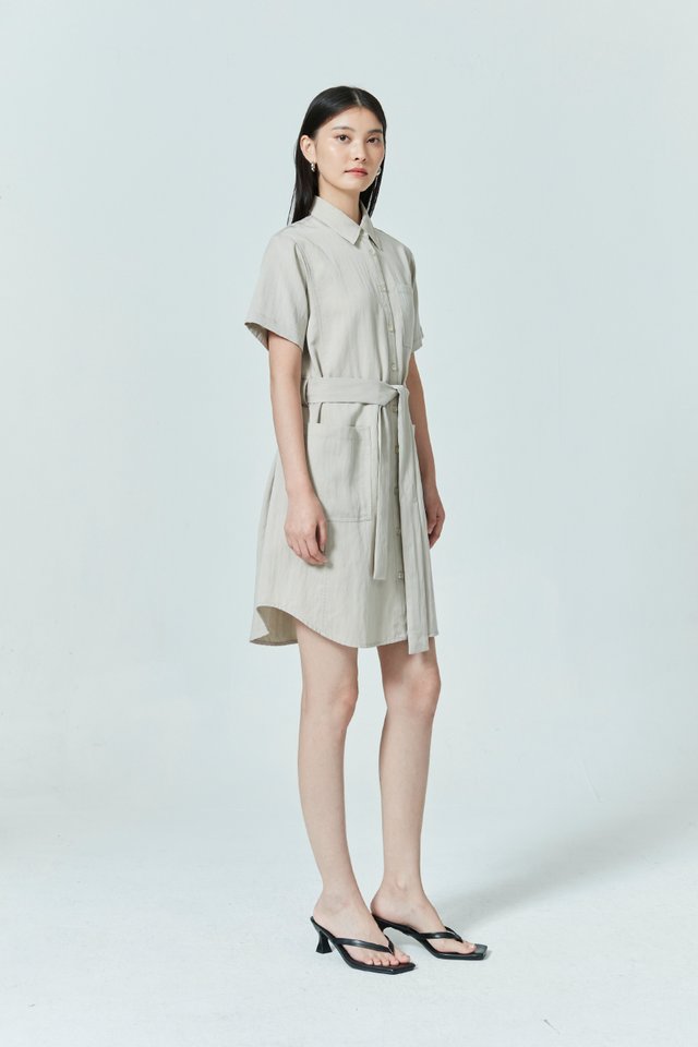 A-LINE SHIRT DRESS WITH BELT