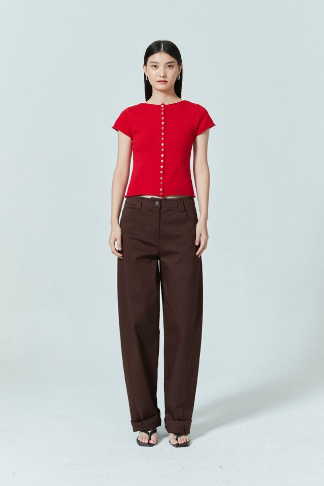 BUTTON FRONT KNIT TOP