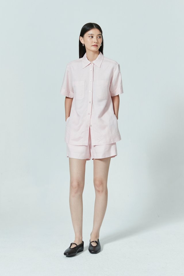 ELASTICATED LINEN SHORTS