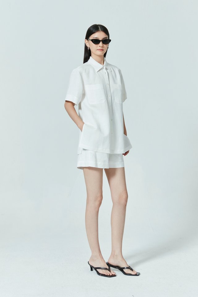 ELASTICATED LINEN SHORTS
