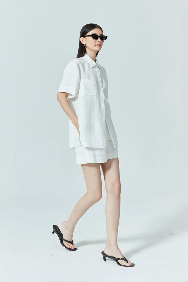 ELASTICATED LINEN SHORTS