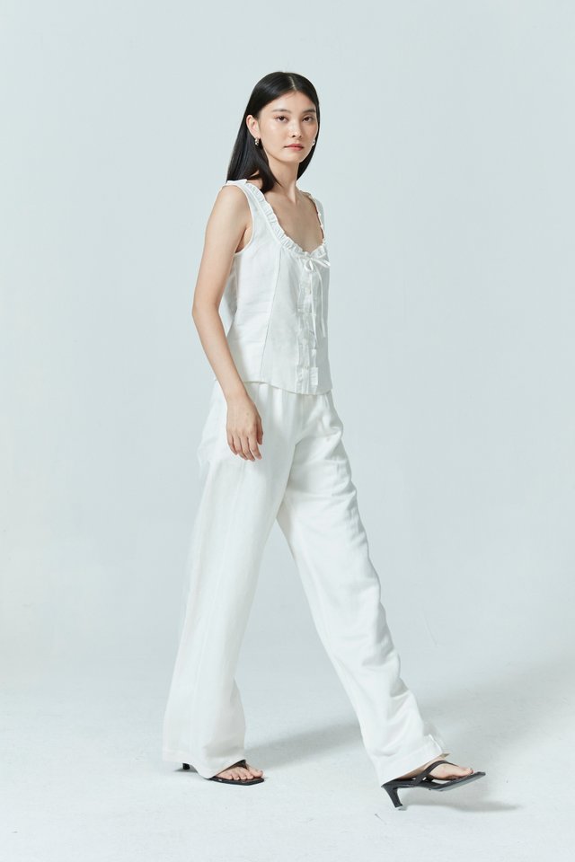 PINTUCK STRAIGHT LINEN PANTS