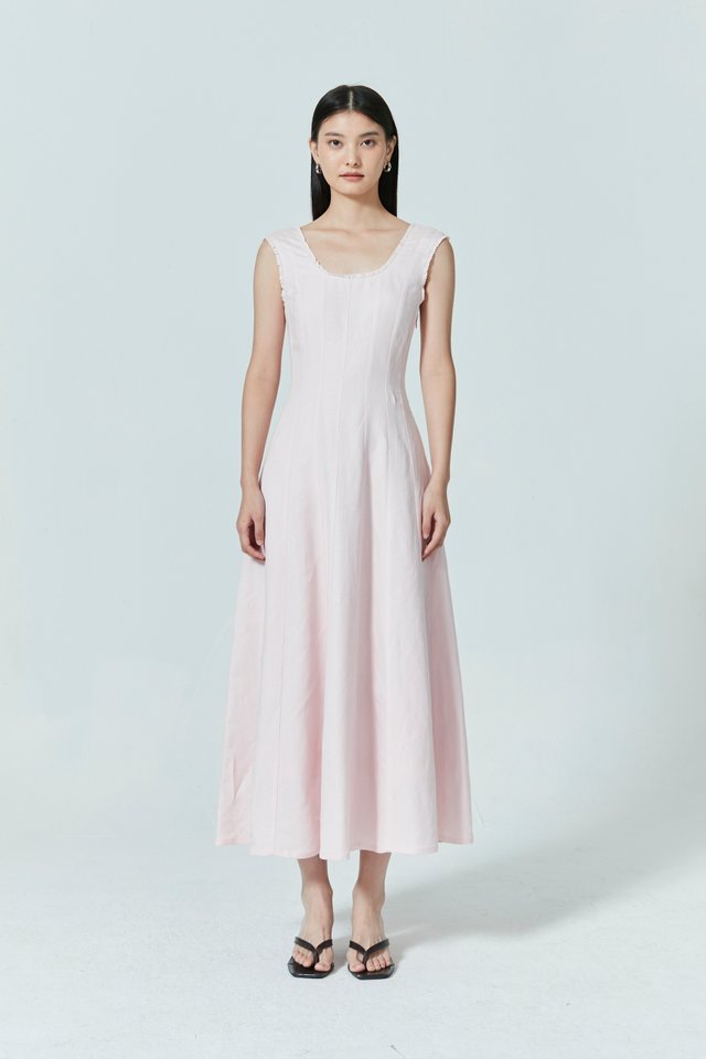 SCOOP NECK LINEN DRESS