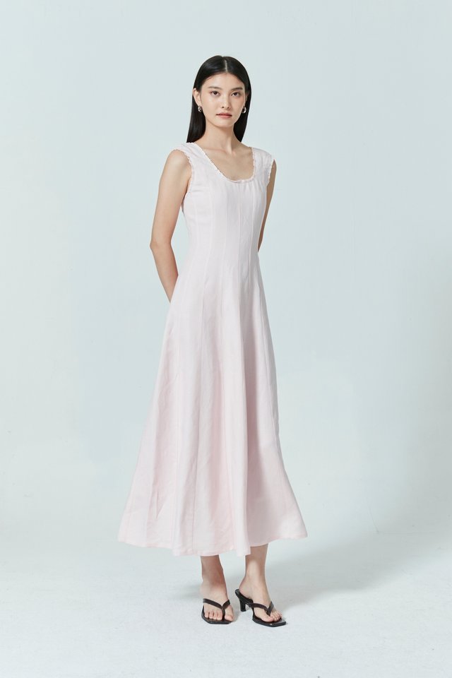 SCOOP NECK LINEN DRESS