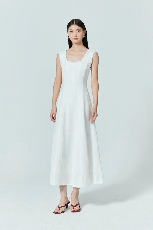 SCOOP NECK LINEN DRESS