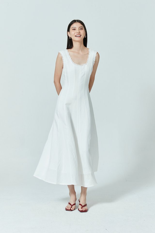 SCOOP NECK LINEN DRESS