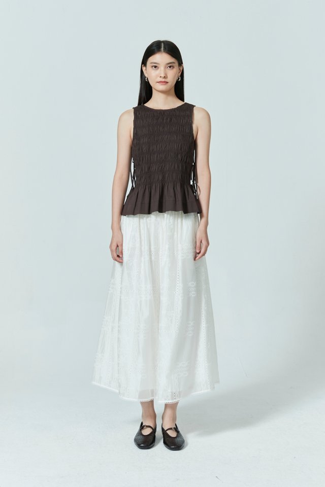 SHIRRED TIE DETAIL TOP