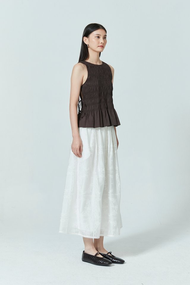 SHIRRED TIE DETAIL TOP