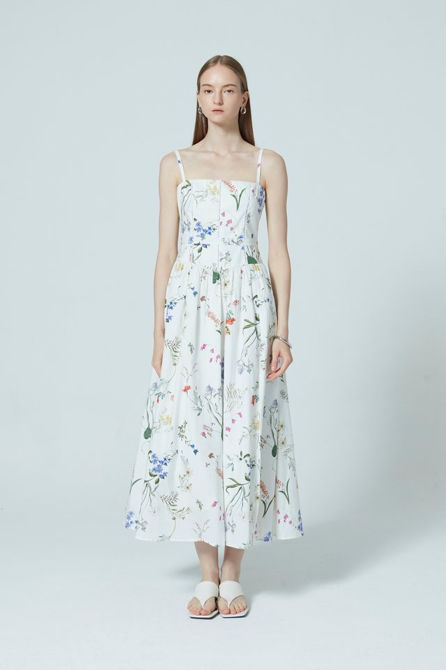 FLORAL PANEL MIDI DRESS