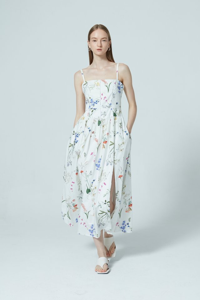 FLORAL PANEL MIDI DRESS