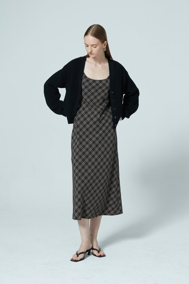 PLAID BIAS SLIP DRESS