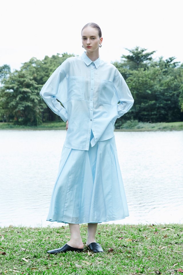 SHEER PANEL FLARE SKIRT