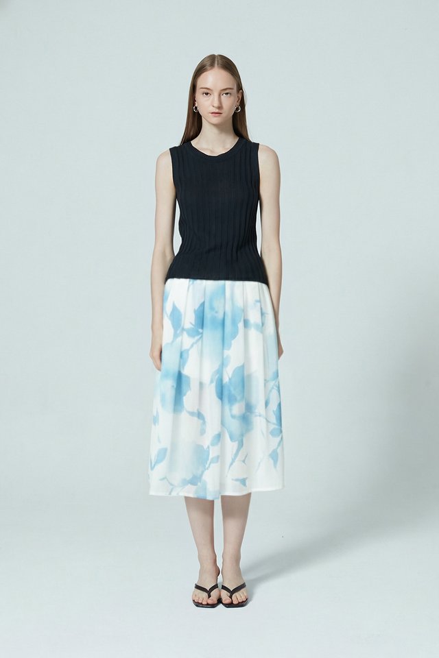 PRINTED PLEAT SKIRT