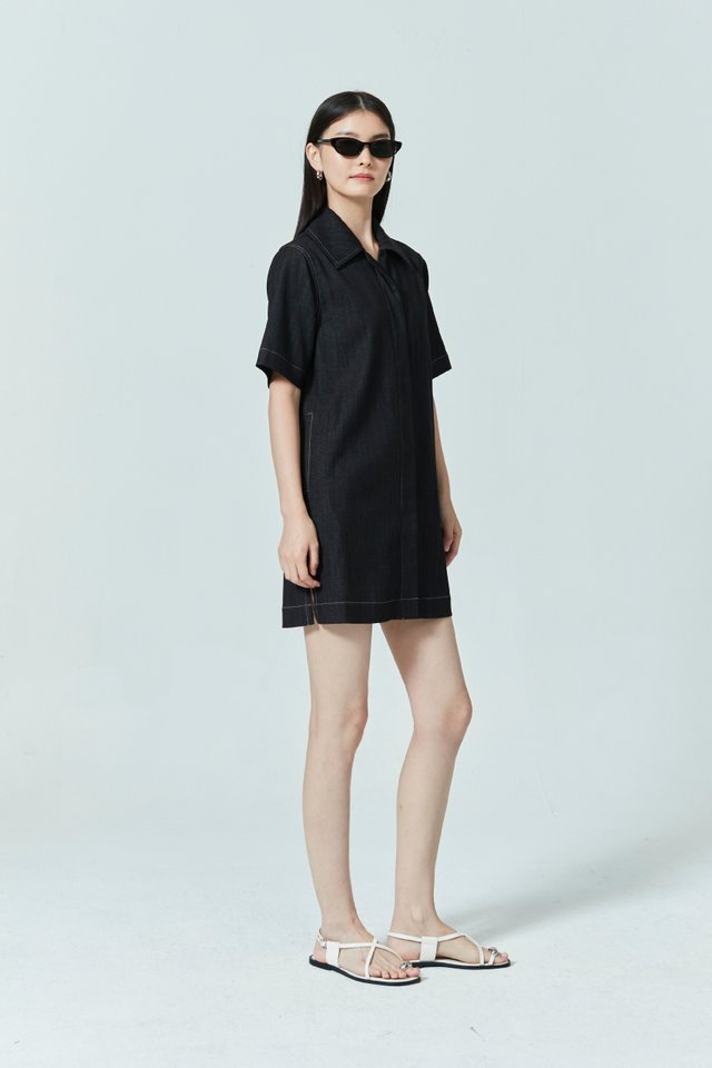 COLLARED DENIM DRESS