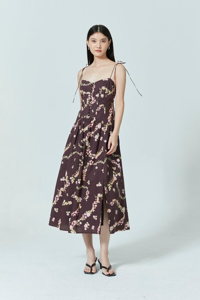 FLORAL CORSET MIDI DRESS