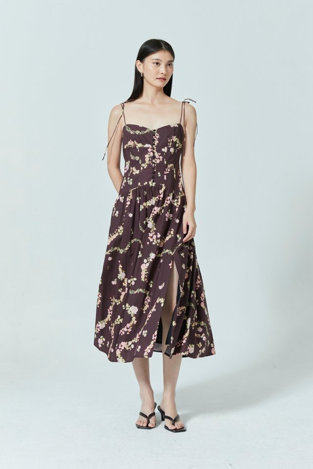 FLORAL CORSET MIDI DRESS