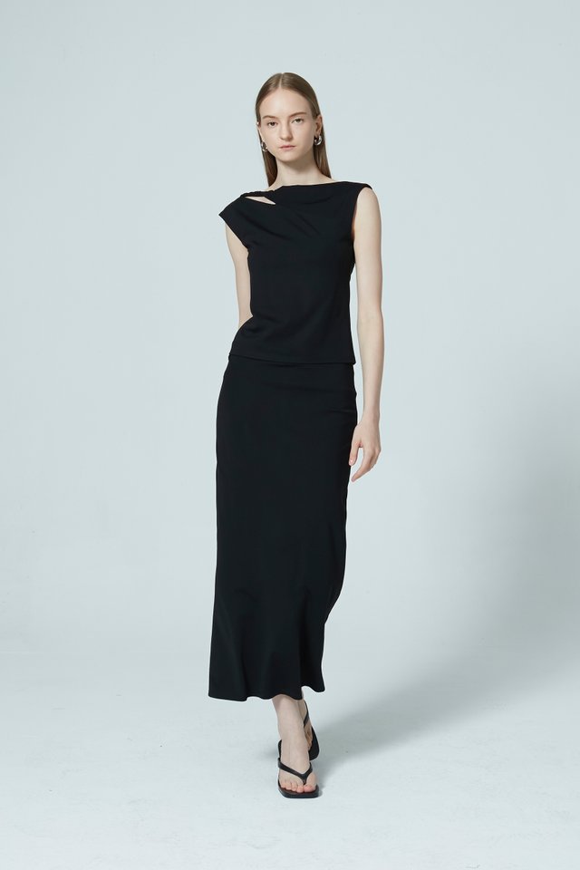 TWISTED DETAIL MIDI SKIRT